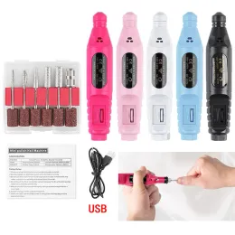 Borrar professionell USB -nagelborrmaskin elektriska nagelfiler bitar manikyr malning cutter gel polska remover nagelkonstverktyg 20000 rpm