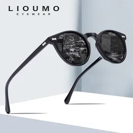 Solglasögon lioumo ultralätt retro polariserade män runt vintage glasögon för kvinnor UV400 Körglasögon Masculino