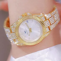 Orologi da polso Medio Oriente Diamond Full Luxury 32mm Large Gold Orologio per donne in acciaio inossidabile Calendario in quarzo Orologi commerciali