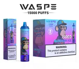 Original WASPE puff 12000 15000 18000 Disposable Vape Pod Device puffs 12K/15K/18K Rechargeable e cigarette smart LCD display screen randms EU