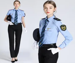Women039s Bluses Hemden Railway Dirigent Uniform Lady Zugbegleiter blau Bluse Kurzer Longsleeved High Peed Railway Clo4575877