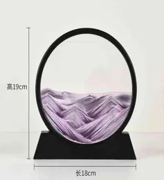 16cm Moving Sand Art Picture Silver Frame Round Glass 3D Deep Sea Sandscape In Motion Display Flowing Sand Frame H09225432624
