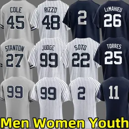 2024 Custom Yankees Baseball Jerseys Anthony Volpe Anthony Juan Soto Rizzo Aaron Judge Gerrit Cole Derek Jeter Marcus Stroman Giancarlo Stanton Cabrera Jersey