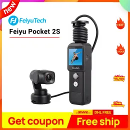 Cameras Feiyutech Feiyu Pocket 2S 3AXIS GIMBAL CAMER SPLIGE تصميم قاعدة مغناطيسية 1 / 2.5 بوصة مستشعر 130 مجال عرض Ultra HD 4K