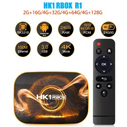 Kutu 2022 HK1 Rbox R1 Akıllı TV Kutusu Android 10 2G 4G 64G 128G Rockchip RK3318 1080P 2.4G 5G Çift WiFi 4K Set Üst Kutu Medya Oyuncusu