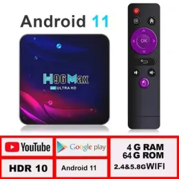 Box 2022 H96 Max v11 RK3318 Smart TV Box Android 11 4G 64GB 32GB Android TVBox 4K 5G WiFi YouTube Media Player H96MAX SET Top Box