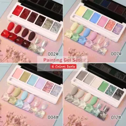 Gel Eleanuos 6 Colors Macaron Solid Nail Gel Palette Mud Painting Gel Set Nail Art Design Semi Permanent UV Cream Gel Varnish