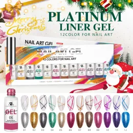 Gel Bozlin 8ml Nail Art Gel Polish Kit Soak Off UV LED Gel Dail Polish Semi Platinum Platinum Liner Gel Set Lacquer Play Design
