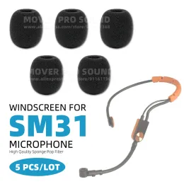 アクセサリー5pcs/lotヘッドウォーンポップフィルターヘッドセットマイクカバーシールドシールドシールドフォームfor Shure SM 31 SM31 FHフィットネスイヤーセットマイクスポンジフロントガラス