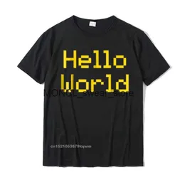 Herren-T-Shirts Hallo Welt T-Shirt Coding Programming T-Shirt Geburtstag Baumwollmänner t lässig Großhandel Hemden H240408