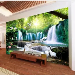Bakgrunder Vackert landskap Lotus vattenfall landskapsmålning vardagsrum bakgrund vägg