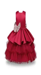 Girl039s Vestidos Kid Baby Dress Princesa para meninas Casamento de renda Grande lantejoulas de arco de joelho de 1 ano de aniversário elegante concurso PA4028691
