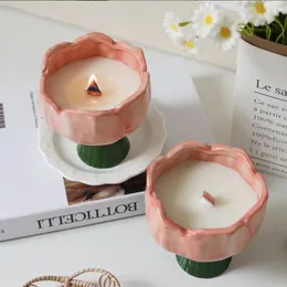 Titulares de vela Tulipa Shape Flowerpot Cerâmico Suporte suculento e tanque de armazenamento da área de trabalho de caneta