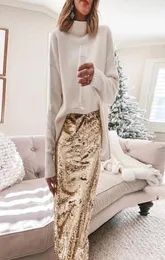 SKIRTS LAPYS WOMENS Sexy Gold Luxury Skirt Midi Vintage Tight for Women Club Wear Gonne Donna9502403
