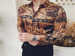 new European and American men039s long sleeve shirt men039s letter printed shirt casual shirt men party wear shirts6323321