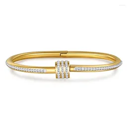 Bangle 316L Stal nierdzewna Inkrustowana krystalicznie krystaliczna mała bransoletka bransoletka spiralna biżuteria biżury bijou acier inoxydable pour femme