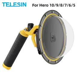 Cameras TELESIN 30M Dome Port Diving Waterproof Case Housing for GoPro Hero 10 9 Black for Hero 8 7 6 5 Floating Mount Camera Parts