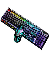 Teclado para jogos russo e teclado de teclado rgb e gamer com fio de mouse para computador epacket195k9725763