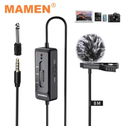 Microphones MAMEN 8m Long Cable Professional Lavalier Microphone Builtin Battery for Camera Smartphone Laptop Interview Vlog Recording Mic