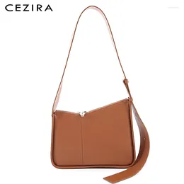 Bolsa cezira pu veggan couro ombro para mulheres chique em design zip baguete bolsas de forma irregular feminina hobo bolsa