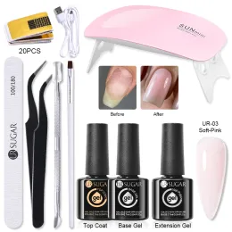 키트 Ur Sugar 7ml Extension Nail Gel 세트 누드 명확한 빠른 건물 네일 키트 손가락 손가락 장기 UV 구조 하드 젤은 모두 매니큐어