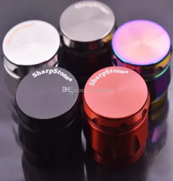 43mm 4pc Black Gold drum rainbow Herb grinders with shape Sharpstone Metal tobacco Grinders For Bongs4418114