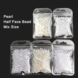 Decorations 15g Half Face Pearl Nonporous Pearl Mixed Size Nail Art Decoration ABS Resin High Quality 3D Manicure DIY Accessories