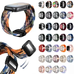 Magnetic Clasp Braided Stretchy Solo Loop Compatible with Apple Watch Bands 42mm 44mm 45mm 49mm, Nylon Elastic Strap Wristbands for iWatch Series 9 8 7 6 5 4 3 2 1 SE Ultra