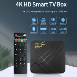 Caixa D9 Pro Smart TV Box Android 10.0 AmLogic S905L Quad Core 2.4g/5g Dual WiFi Bluetooth 4K Caixa superior 8 GB+128 GB Player H.265