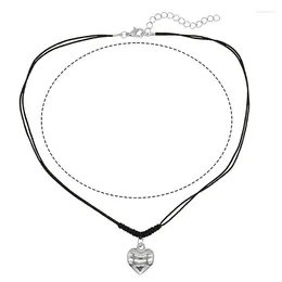 Anhänger Halskette Herz Halskette Schwarze Kabel Frauen Mode Accessoire Elegantes Nackenschmuck Charme für Frauen Mädchen