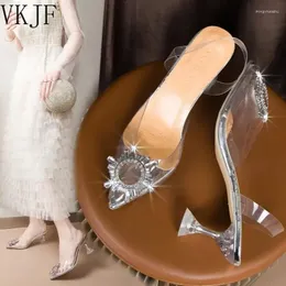 Sandali 2024 Spring and Autumn Fashion Sexy Wedding Transparent Banquet Comove Crystal Women's High Heels Zapatos Mujer