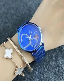 M Design Brand Quartz Wrist Watches for Women Girl Colorful Crystal Love Shape Shape Style Metal Steel Band M556125864