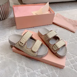 Strand sandaler tråkiga vävda sandaler tofflor designer kvinnor flickor fårskinn casual skor sommarkläder designer sandaler kvinnor lyxig tory mjuk bekväm bekväm