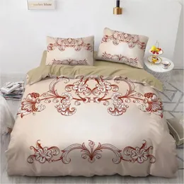 Bedding Sets 3D Simple Flower Linens Bed Orange Line Comforter Full Double King Size 203x230cm Duvet Coveer Set Home Textile