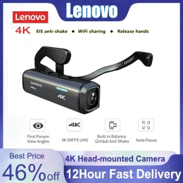 Kameror Lenovo Action Camera 4K En sporthjälmkamerahuvud IP65 Vattentät EIS Antishake Night Vision DVR Wireless Recorder Executive