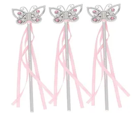 Edelstein Schmetterling Prinzessin Fairy Wand Party Girls Kinder magische Bänder Zauberstamer Kostüm Kostüm mit Stoffkleid -Requisiten Pink Blue Weihnachten Fav4929617