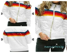 Women039s Jackets Donsignet Women Down Coat 2022 Casual Rainbow Fashion Zipup Striped Plus Size1993309