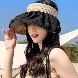 Cappelli larghi brim Abbigliamento a doppio lato da sole per donne Summer Top Capite di capesante vuoto Beach Outdoor Selection Female Sunlen Female