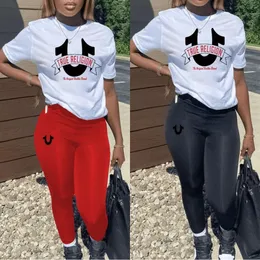 Designer Women Clothes Fashion Letter Print Two Piece Pants Set Casual Large Suit Summer Outfits Streetwear