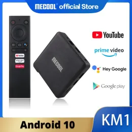 ボックスメクールkm1 km2アンドロイド10.0テレビボックスip amlogic netflixs 2.4g/5g wifi 4k bt4.2ボイスコントロールGoogle認定TVBox Chromecast