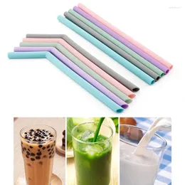 Drinking Straws Fold Silicone Straw Party Supplies Straight Drinks Cocktail Food Grade Candy Color Recycling