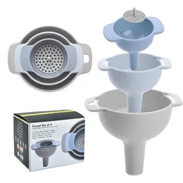 Household PP Plastic Colanders Multi-function Strainers Set Oil Hopper Filter Oil Can Sub-packaging Funnels Kitchen Tools