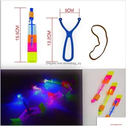 LEDフライングおもちゃヘリコプターSを備えたランチャー付き弾力性スリングトランスミッターゲームドロップ配信ギフト照明DHRZ1