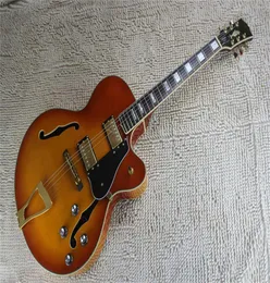 New Arrival G Custom L5 Jazz CES Archtop Semi Hollow Electric Guitar Orange Color In Stock2231909