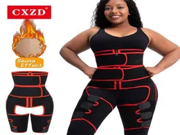 CXZD 3 In 1 Neopren Bel Eğitmeni Uyluk Düzenleyicisi Bacak Dravarları Kadın Vücut Çift Kemer Butt Lifter Shapewear Sweat Sports 2112307841155