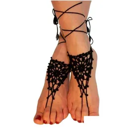 Çıplak ayaklı sandalet tasarımcısı moda plaj kadın kızlar cloghet pamuk ayak bileği zinciri düğün ayaktanlar sandal bilezik ayağı mücevher dhgarden dhzbj