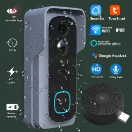 Doorbell Tuya 3MP Video Kapı Toreli Kamera WiFi IP65 Su Geçirmez Pil AC 12V Kablosuz Akıllı Kapı Bell Intercom Etkinlik Kayıt Ev Güvenliği