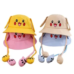 Childrens Summer Hat Moving Rabbit Ears Childrens Cotton Sunscreen 모자 귀여운 아기 Sun Sun Sun Visor Panama Childrens Hat 240403