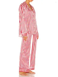 Домашняя одежда Женщины рождественская пижама набор полосатой рубашки с длинным рукавом эластичная талия брюки для сноли Рождественский праздник 2 %