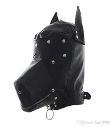 Маскарадные маски кожа Gimp Dog Puppy Hood полная маска рот кляп костюм маска Zipp Muzzel8662449